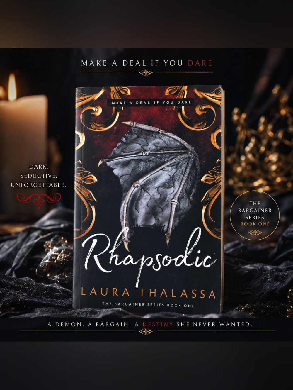 Rhapsodic by Laura Thalassa - Black & Gold Book Cover